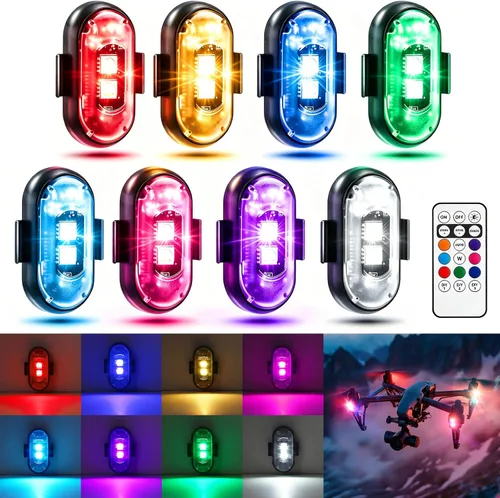 Vista 9 de 8PCS Luces Estroboscópicas LED Inalámbricas, Halloween 8 Colores Luces Estroboscópicas Inalámbricas con Control Remoto, IP65 Impermeable Recargable