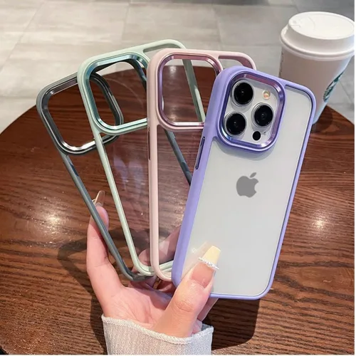 Vista 3 de kaitesi Funda transparente para iPhone 11 Pro, funda transparente con agujero para correa, dos tonos, color a prueba de golpes, marco de parachoques