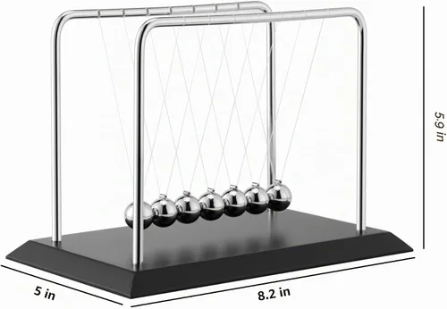 Vista 2 de Bolas de equilibrio grandes de Newton Cradle con 7 bolas de ciencia física, decoración de escritorio para oficina en casa