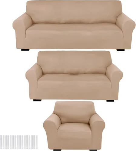 Vista 20 de Peryiter Juego de 3 Fundas para Sofá, Cubiertas de Muebles para Sofá, Loveseat, Sillón, Ajuste de Forma Elástico, Sin Arrugas, Protector de Muebles