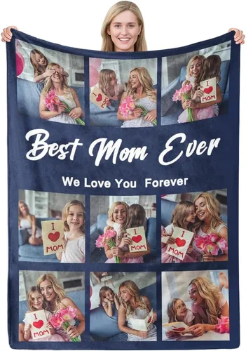Vista 14 de MeMoShe Manta personalizada para el día de la madre, regalos de hija, hijo, manta personalizada con fotos, regalos para mamá, mujeres, regalos
