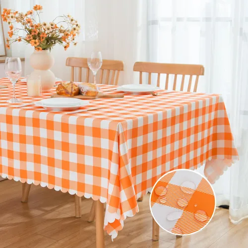 Vista 17 de MANGATA CASA Mantel de cuadros rosa para mesas cuadradas, mantel a cuadros, impermeable, para cocina y mesa, mantel de poliéster a cuadros sin Rosa