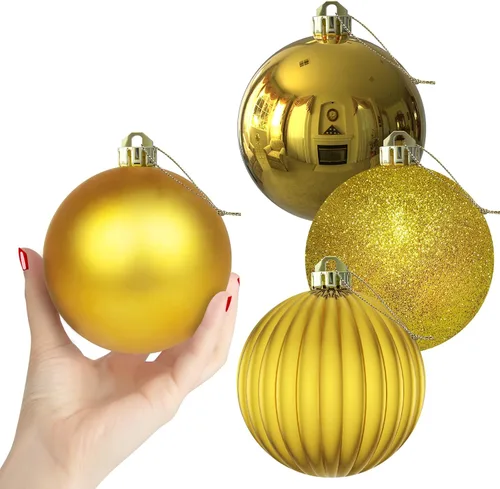 Vista 14 de Esferas pequeñas de bronce de 1.6 pulgadas para decoración del árbol de Navidad, adornos inastillables para cumpleaños, Halloween, vacaciones, boda