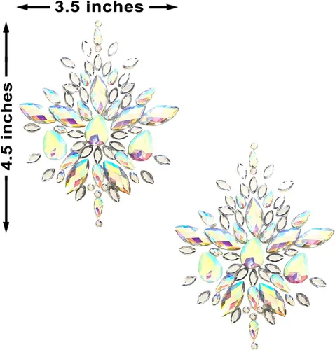 Vista 2 de Neva Nude Crystal Nipztix - Fundas para pezones para festivales, raves, adhesivo de grado médico, impermeable, fabricadas en Estados Unidos