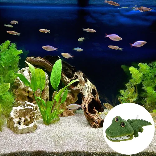 Vista 6 de iplusmile Adornos de pecera, adorno de acuario, decoración de animales, acuario, caimán acuario, decoración de paisaje, decoración de acuario