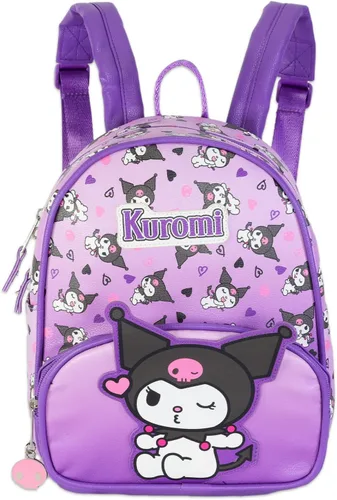 Vista 3 de Kuromi 10" Mini Mochila Set - Bolso de piel sintética con marcador Sanrio Bundle