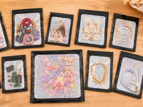 Vista 9 de Paquete de 100 bolsas de Mylar de 7.8 x 11.8 pulgadas con ventana transparente, bolsas de papel de aluminio resellables grandes de cuarto de galón