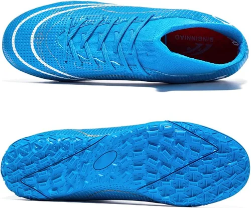 Vista 4 de Botas de fútbol para hombre, zapatos de fútbol profesionales de alta calidad, para interiores y exteriores, cómodos tenis atléticos
