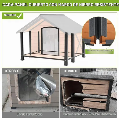 Vista 2 de Casa para perros con calefacción para perros al aire libre con forro aislante para invierno, jaula impermeable de 34 pulgadas para perros pequeños
