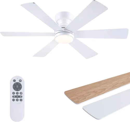 Vista 24 de Asyko Ventiladores de Techo con Luces, Ventilador de Techo de Perfil Bajo de 46" con Luz y Control Remoto, Montaje al Ras, Reversible, Regulable