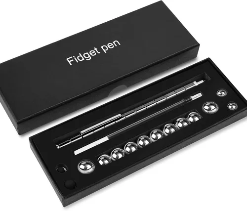Vista 5 de LARAH Lápiz Fidget Negro, Herramienta Sensorial EDC, Juego de Inquietud para Adultos, Gadget Genial para Alivio del Estrés y la Ansiedad y Pasar