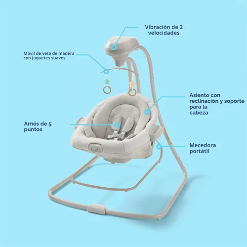 Vista 6 de Graco DuetConnect LX - Columpio y gorila 2 en 1 para bebé, Gales