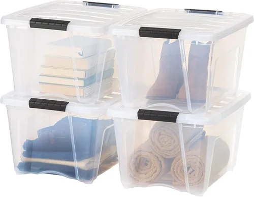 Vista 12 de IRIS USA Contenedores de almacenamiento de plástico apilables de 6 cuartos de galón con tapas, paquete de 3 - Sin BPA, fabricado en EE.UU.
