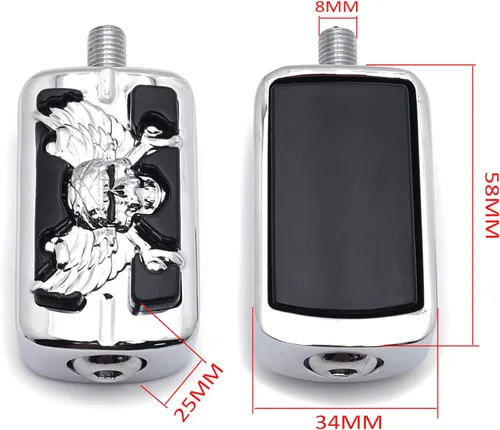 Vista 2 de Wing Cráneo Zombie Forma Willie G. Cráneo Shifter Peg para Harley Electra Amplia Super Low Glide Softail XLX chapado en cromo