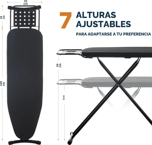 Vista 2 de Tabla de Planchar de Tamaño Completo, RAINHOL 54"x13" Tabla de Planchar Compacta de Servicio Pesado con Descanso para Plancha, Cubierta Resistente