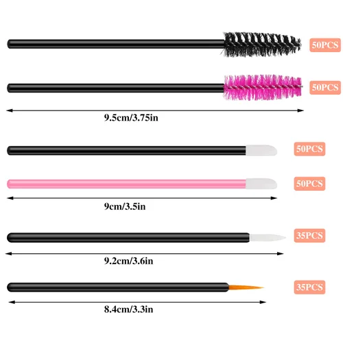 Vista 2 de BESARME Kit de herramientas de aplicadores de maquillaje desechables de 270 piezas 70 Disposable Eyeliner Brushes, 100 Mascara Wands Eyelash Brush