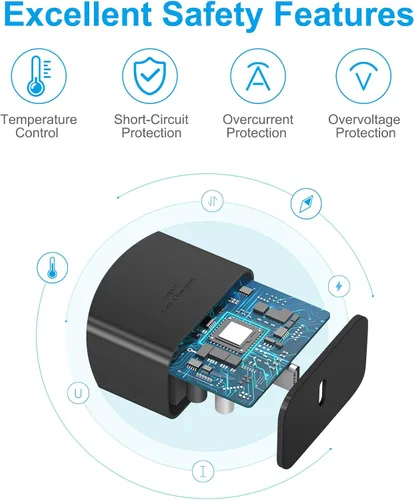Vista 2 de Cargador USB C súper rápido, cargador tipo C bloque de carga rápida con cable tipo C a C de 6 pies para Galaxy S25 Negro