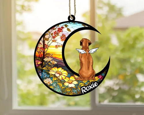 Vista 362 de LOVELYPOD Adorno de Navidad personalizado para perro Basset Hound (marrón) Basset Hound (marrón) adorno para atrapasoles de perro, razas de perros