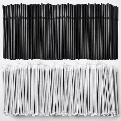 Vista 9 de ALINK Paquete de 100 pajitas flexibles negras para beber, pajitas flexibles de plástico desechables, 7.75 x 0.23 pulgadas