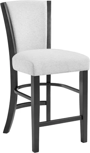Vista 7 de 2 sillas de comedor tapizadas contemporáneas de altura de mostrador para habitación, mesa y asiento, juegos de sillas de cocina, tapicería de tela