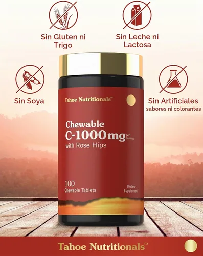 Vista 5 de Carlyle - Vitamina C masticable de 1000 mg 100 tabletas Sabor natural a