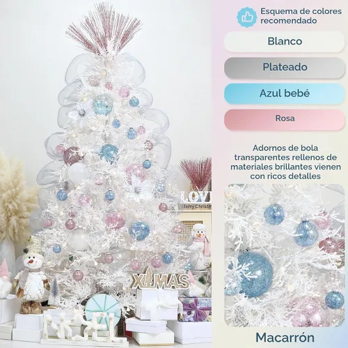 Vista 3 de Sea Team Juego de bolas de Navidad de plástico transparente, inastillables, varios tamaños, bolas decorativas de Navidad con decoraciones delicadas