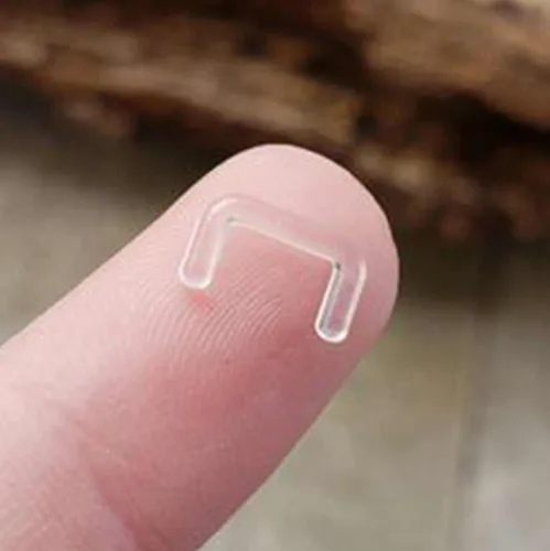 Vista 3 de Anillos transparentes para tabique de nariz de 0.55 oz y 0.63 onzas, anillos de plástico para cirugía de trabajo, joyería de piercing sonriente