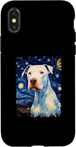 Vista 4 de iPhone 14 Dogo Argentino Dog Starry Night Painting Dog Mom Dad Case