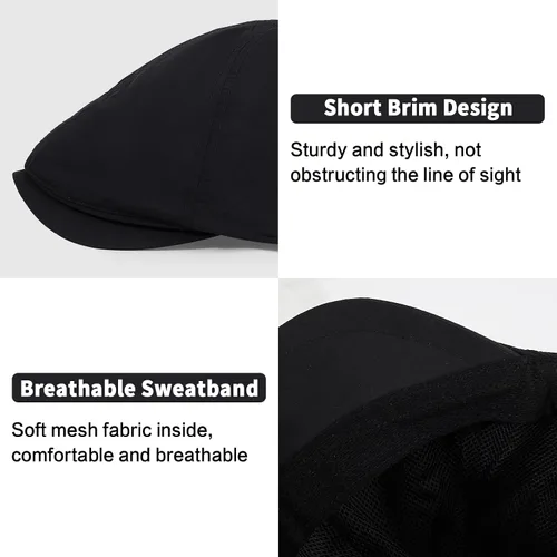 Vista 4 de 3Pcs Quick Dry Newsboy Hat for Men Women Cool Adjustable Flat Cap