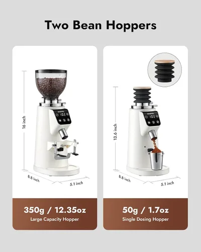 Vista 2 de DAOFEL Molinillo de café eléctrico de rebabas planas de 2.520 in, 100 Marfil