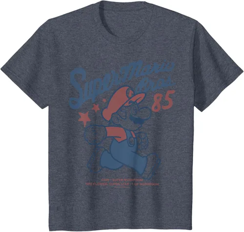 Vista 19 de Nintendo Super Mario Brothers '85 Vintage Stars - Camiseta Gris Oscuro