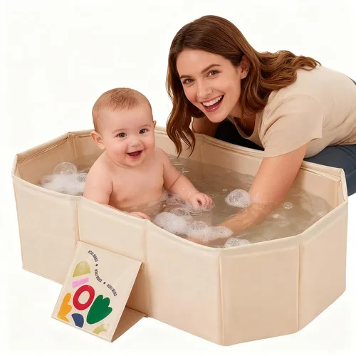 Vista 5 de RONBEI - Bañera plegable para bebé, tubo de baño plegable portátil para recién nacido, para ducha, bañera para recién nacidos con base antideslizante