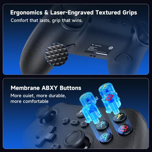Vista 7 de AceGamer Pluto 2.4G Wireless Bluetooth Controller for PCSwitchSwitch 2iOSAndroidSteam,TMR Joysticks,Hall Effect Triggers,4-Motors Vibration,1000Hz