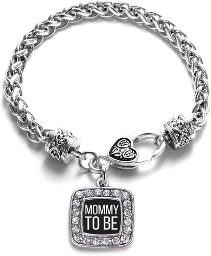 Vista 18 de Pulsera de dijes cuadrados de plata con joyería de circonita cúbica