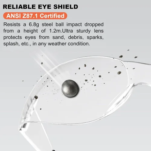 Vista 3 de Gafas de seguridad ANSI Z87.1 transparentes, paquete de 120 unidades, gafas de seguridad para hombres y mujeres, gafas de protección transparentes