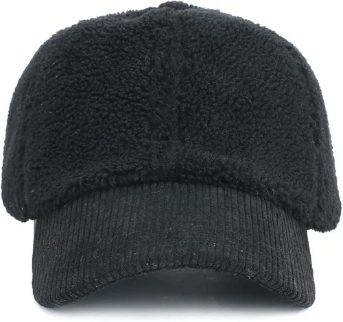 Vista 2 de Gorra de béisbol de lana de cordero sintética para hombres y mujeres, gorro deportivo de forro polar cálido de invierno al aire libre, regalo