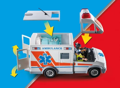 Vista 4 de Ambulancia Playmobil con accesorios y 3 figuras