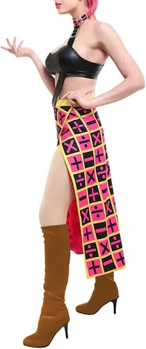 Vista 2 de Disfraz de anime Trish Una para cosplay, uniforme de aventura extraña, brasier recortado, vestido de Halloween para mujeres y hombres