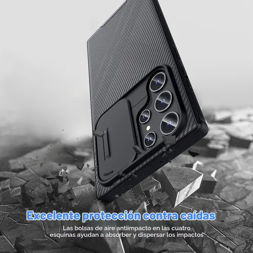 Vista 3 de CloudValley Funda para Samsung Galaxy S22 Ultra con cubierta de cámara deslizante, parte trasera de policarbonato duro y protección de cuerpo