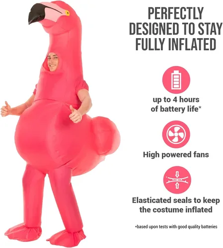 Vista 5 de Morph Disfraz inflable de flamenco, disfraz de flamenco para adultos, disfraces inflables para adultos, disfraces inflables para adultos
