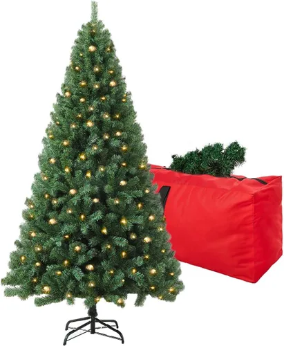 Vista 12 de Árbol de Navidad artificial preiluminado flocado de 4 pies, árbol de Navidad Fake Tree with 150 Lights/450 Branch Tips,Premium Spruce Xmas Tree