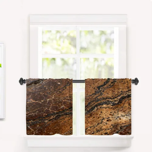 Vista 62 de Cortinas opacas de poliéster multicapa marrón con diseño de bosque natural, 2 unidades, 26 x 24 pulgadas