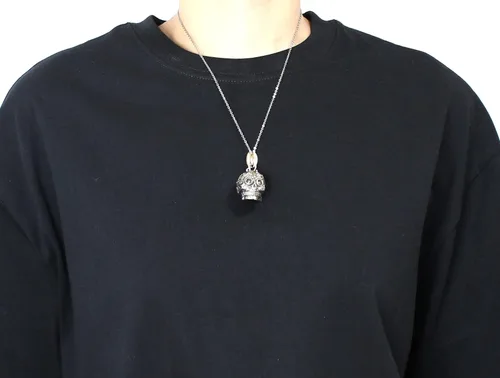 Vista 5 de Colgante de plata de ley 925 con diseño de calavera mexicana de COSUMOSU