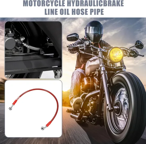 Vista 2 de X AUTOHAUX 19.7 in 19.69 "Longitud 0.394 in ID motocicleta freno hidráulico tubo manguera aceite 28 ° 0 ° cable trenzado de acero inoxidable
