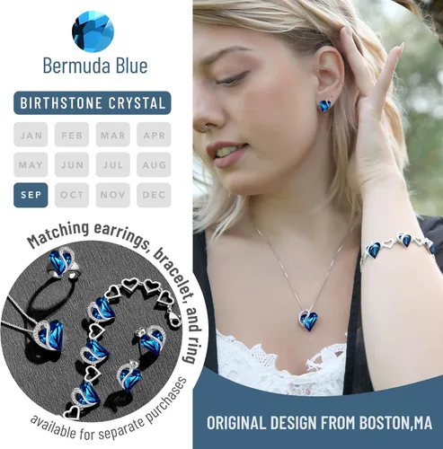 Vista 4 de Leafael - Collares para mujer, dije de corazón de amor infinito con cristales de piedra natal, cadena chapada en plata de 18 + 2 pulgadas, regalo
