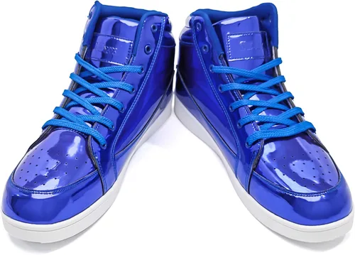 Vista 3 de IGxx Tenis punk, botines para hombre, remaches de metal, parte superior alta, con cordones, para correr, baloncesto, decoración de metal brillante