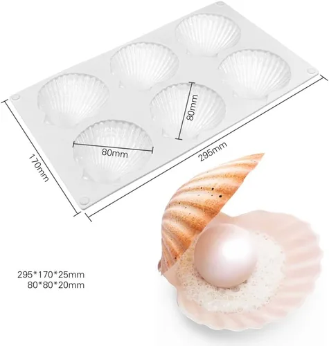 Vista 3 de Molde para pastel en forma de concha de silicona para hornear galletas, molde para hornear bricolaje, molde para hornear, accesorios de cocina