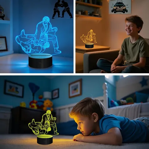 Vista 3 de OkiyiD - Luz nocturna de ilusión 3D con 16 colores cambiantes con control remoto (Estilo 7)