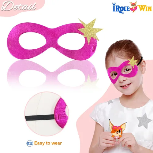 Vista 7 de iROLEWIN Disfraz de superhéroe y máscara TuTu para niñas, disfraz de superhéroe para niñas, regalo de fiesta de juego