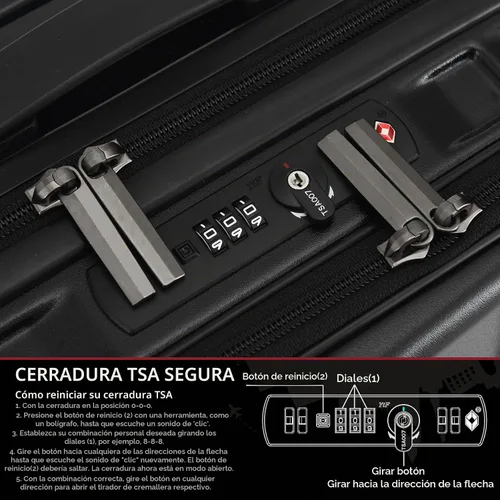 Vista 6 de TydeCkare Equipaje de mano de 16" con 2 compartimentos para portátil, Negro, 16 pulg., Negocios